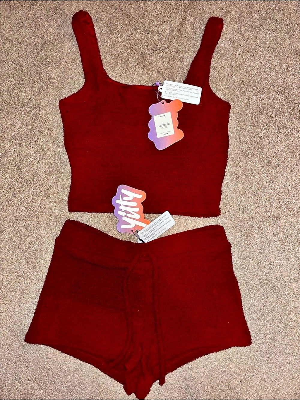 Yitty Pet Me Tank and Booty Short Set Red Size Small